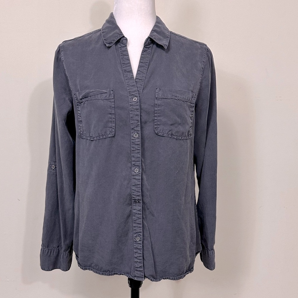 EUC Tinsel 100% Lyocell Long Sleeve w Roll Up Straps Metal Buttons Up Shirt M/L - Picture 8 of 16